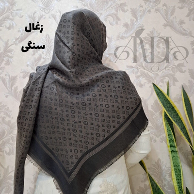 روسری نخ ژاکارد لمه زغال سنگی