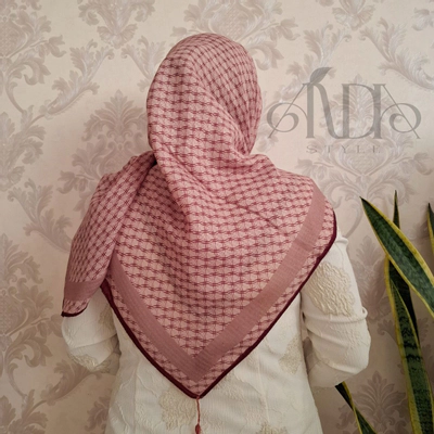 روسری نخی زرشکی-کرم