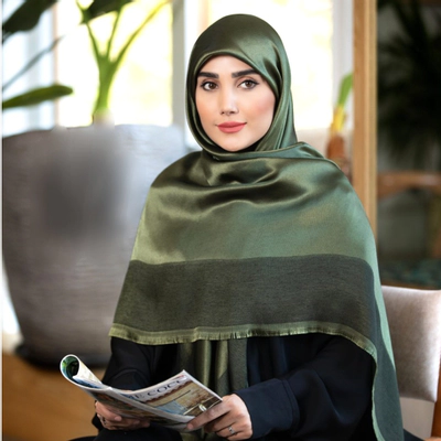 روسری نخ بامبو سبز زیتونی