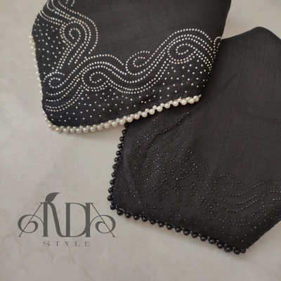 روسری نخ اسلپ نگین دار دور مرواریدی